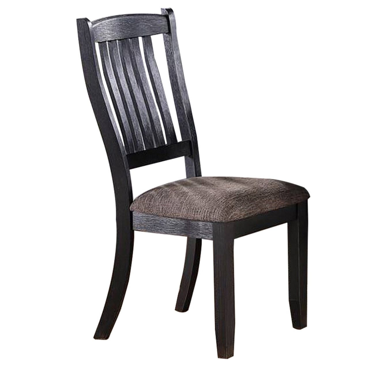 Saltoro Sherpi 23 Inch Wood Dining Chair, Set of 2, Slatted Back, Cushioned Seat, Gray